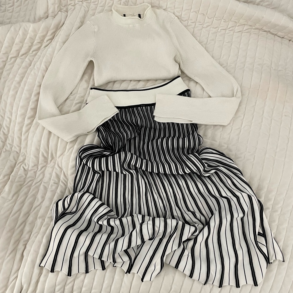 gradient black and white maxi skirt